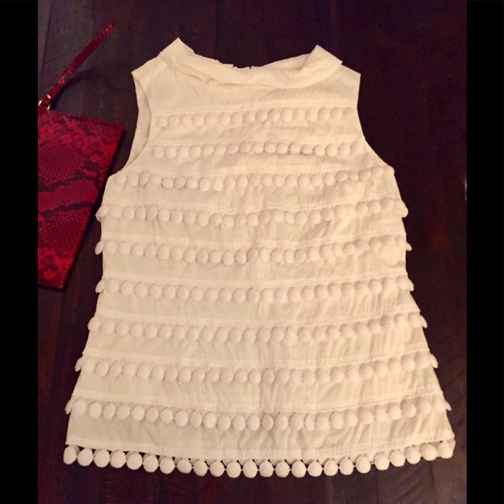 J. Crew sleeveless Pom Pom top